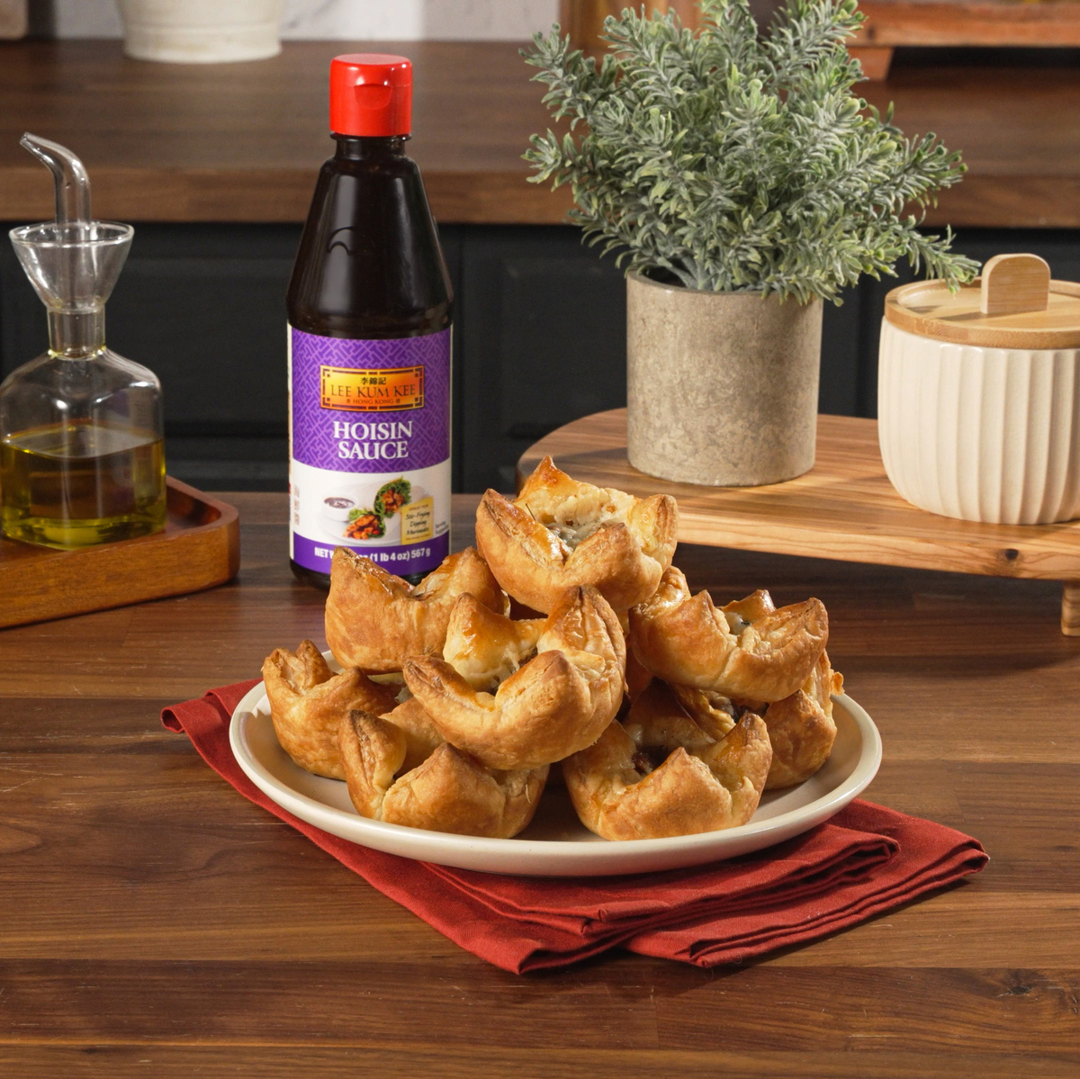 A French onion soup puffs recipe featuring Lee Kum Kee Hoisin Sauce.