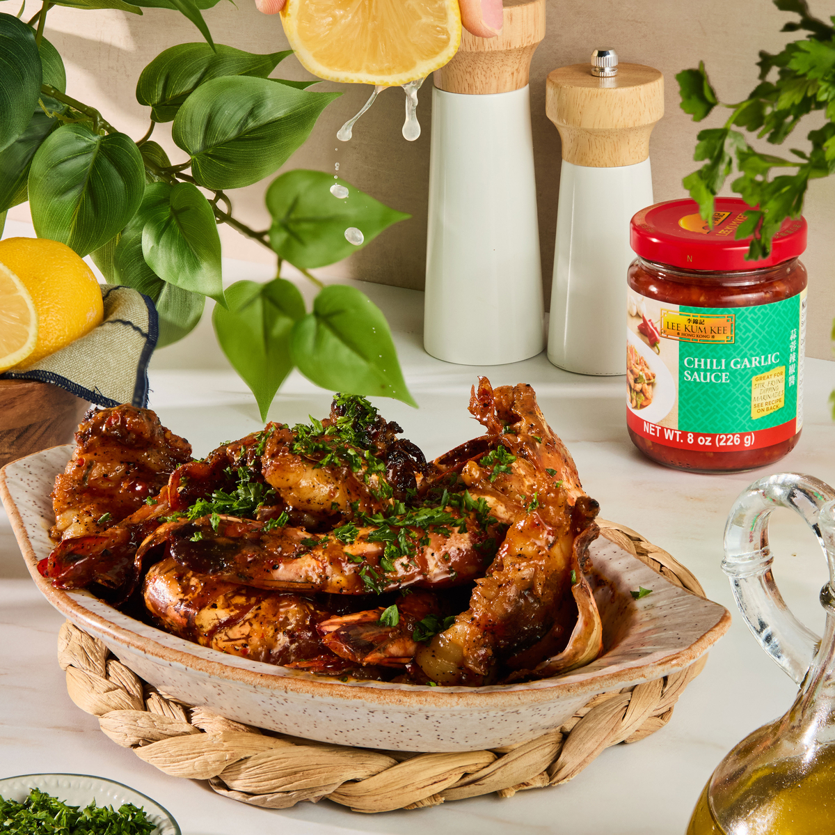 A grilled tiger prawn recipe made with Lee Kum Kee sauces.