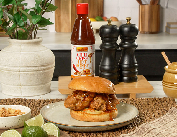 A fried chicken sandwich recipe made with Thai Hat Yai style fried chicken.