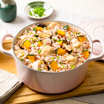 香菇南瓜滑雞紅米飯