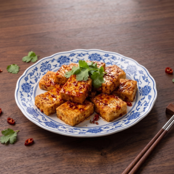Pan-fried Tofu in Sichuan Mala Sauce