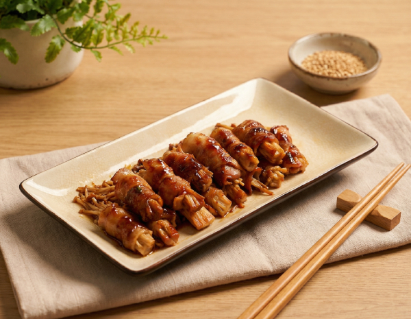 燒汁金菇豬肉卷