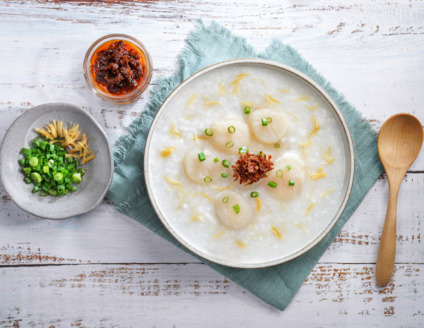 Scallop Congee with Seafood XO Sauce