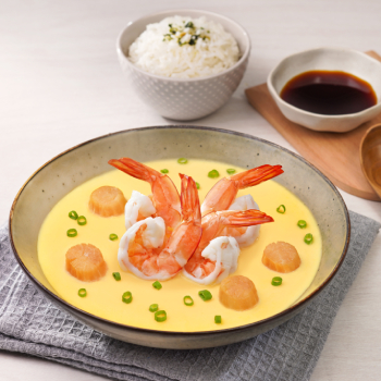 Steamed Egg with Dried Scallops & Prawns