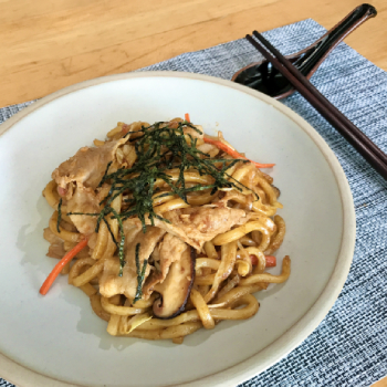Japanese Style Stir Fry Udon with Pork