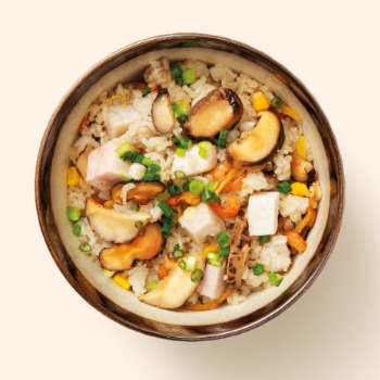 Yam and Mushroom Rice with Sesame Oil