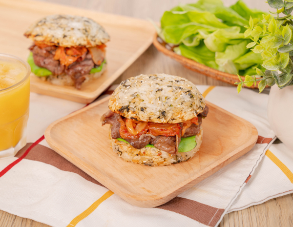 Air fried Korean Style Beef Rice Burger