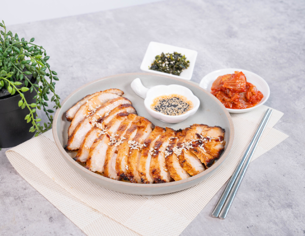 Air fried Pork Jowl with Korean Style Soy Bean Sauce