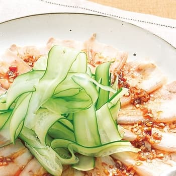 ゆで豚の辛味ソースがけ