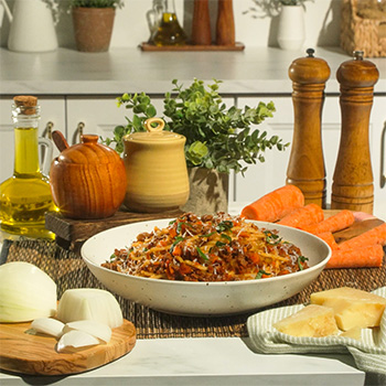 A spaghetti bolognese recipe featuring oyster sauce.