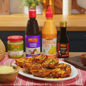 A plate of Lee Kum Kee’s prepared best potato skins from a delicious Asian-style recipe