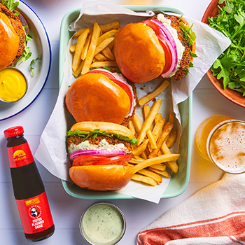 Recipe Crispy Mushroom Burger with Zesty Cilantro Aioli S