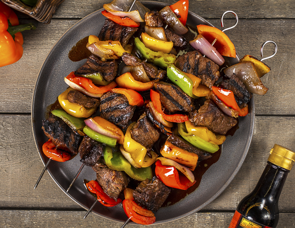 Recipe Grilled Pepper and Steak Kebabs