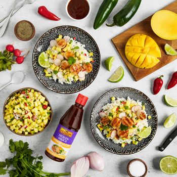 Recipe Grilled Scallops with Coconut Rice and Mango Salsa S