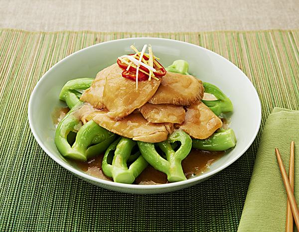 鮑汁扣芥膽靈芝菇