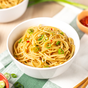 Simple Sesame Noodles in a white bowl