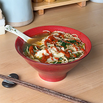 A dumpling noodle soup recipe made in the rice cooker.
