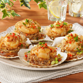 Streamed Scallops with two garlic_350x350