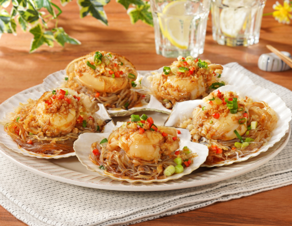 Streamed Scallops with two garlic_600x465