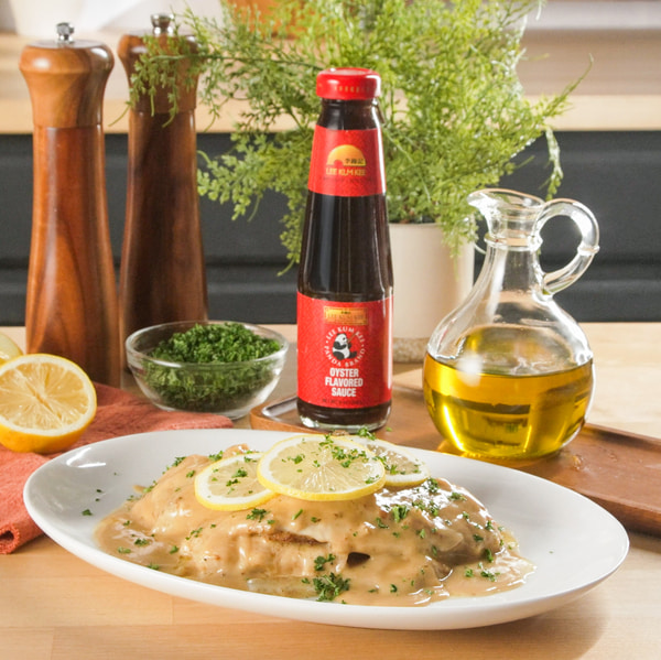 A tilapia recipe with lemon butter sauce made with Lee Kum Kee oyster sauce.