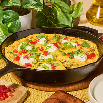 A vegetable frittata recipe featuring Hatch Green Chile.